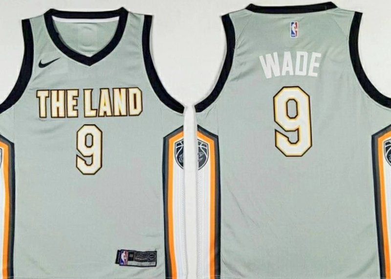 Men Cleveland Cavaliers 9 Wade Grey City Edition Nike NBA Jerseys